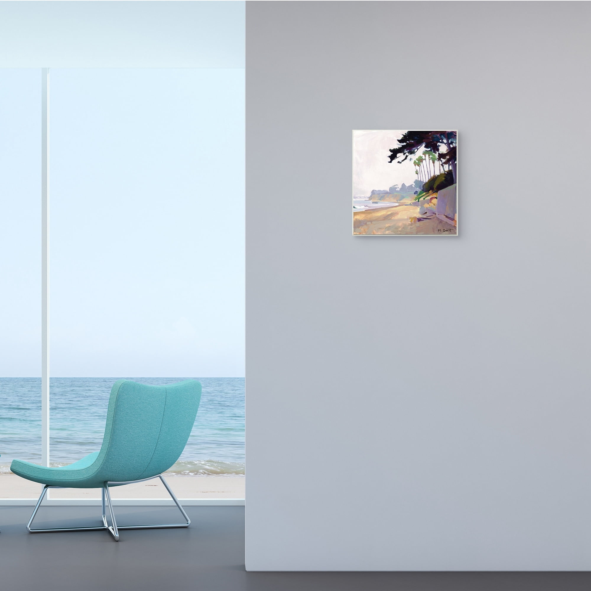 Stupell Industries Summer Haze Beach Landscape Nautical Coastline,12 x 12,Designed by Marcia Burtt