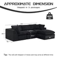 thumbnail image 5 of 108'' Chenille Sectional Sofa with Movable Ottoman, Modern Boneless Cloud Couch with Deep Seat, 3-Seater L-Shaped Modular Sofa for Living Room, No Assembly Required, Black, 5 of 7