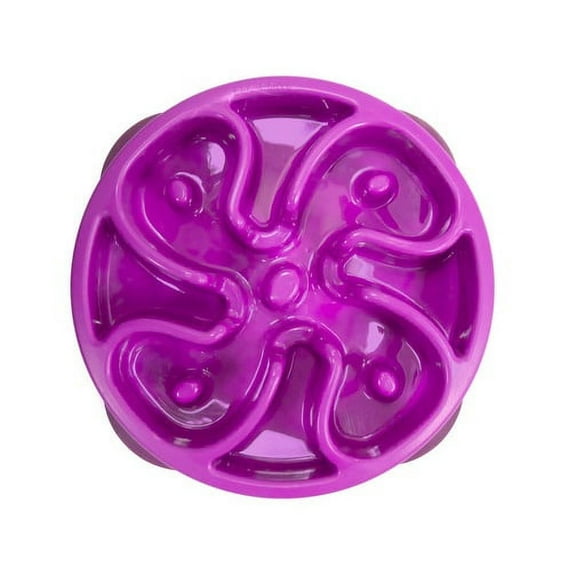 Slow Feeder Dog Bowls Purple Flower Puzzle Maze Design Healthy Eating Pick Size (Mini)