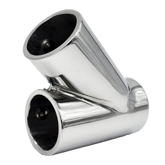 MARINE CITY 304 Grade Stainless Steel Tee Connector Hand Rail Fittings 3-Ways for 7/8 Inches Tube Marine Grade for Boats  Ships  Marines  Yachts Pack of 2 45 Degree