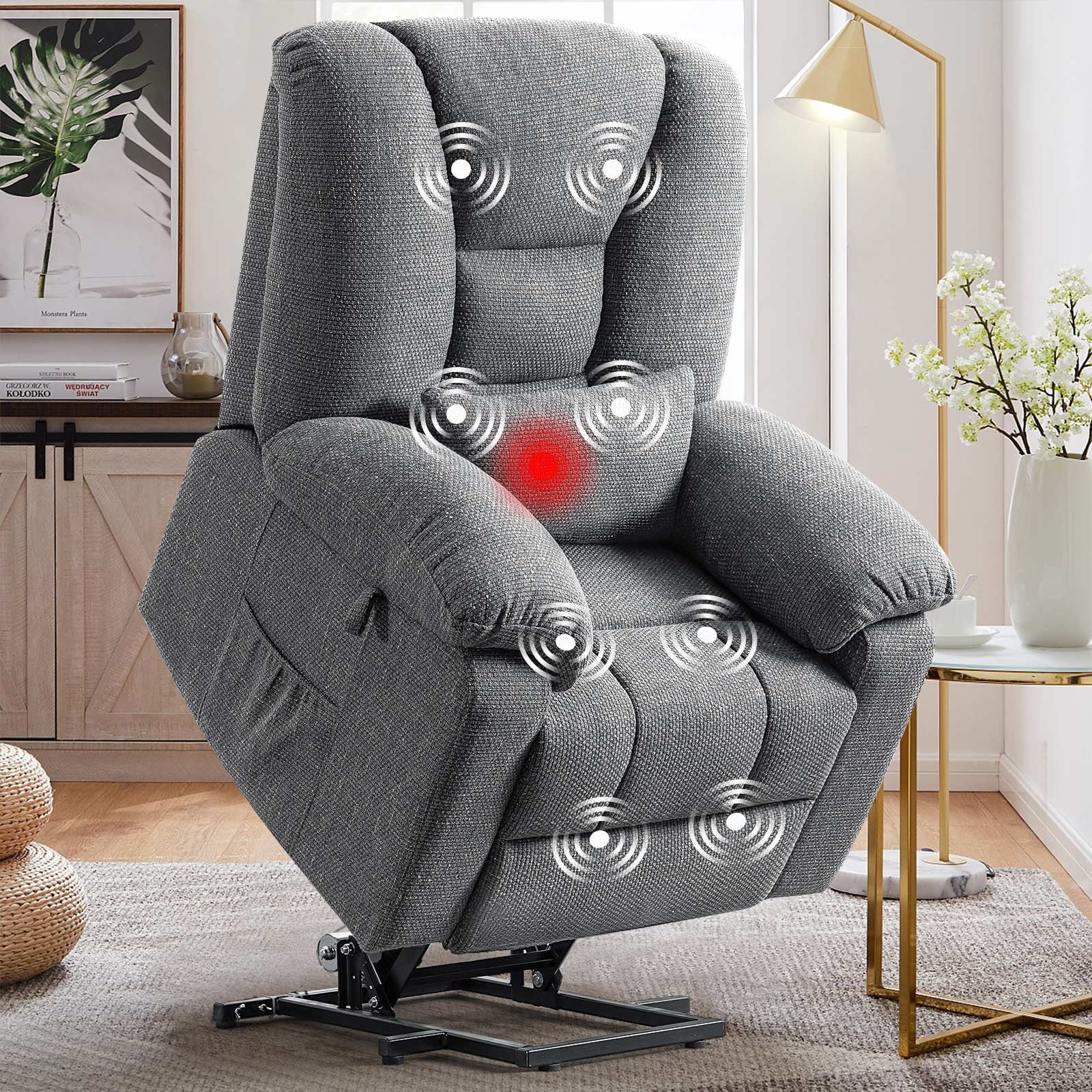 Dual Motor Power Lift Recliner Chair for Elderly,Microfiber Electric