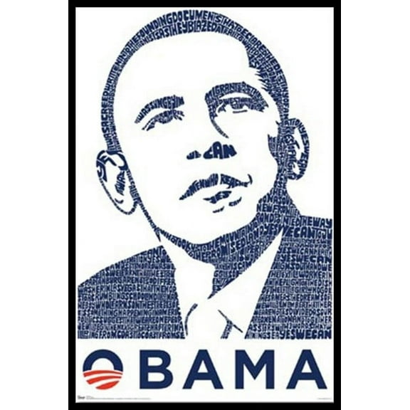 Barack Obama - Words into Image LA Pop Laminated & Framed Poster Print (24 x 36)