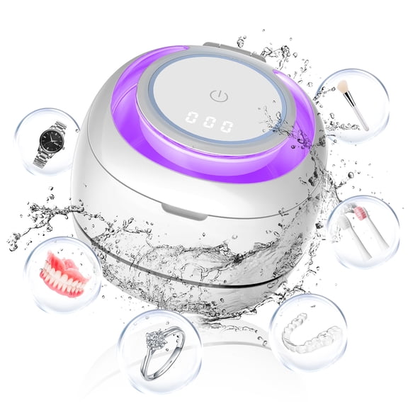 Ultrasonic Denture Cleaner, Ultrasonic Jewelry Cleaner, 42 kHz, Stainless Steel, White