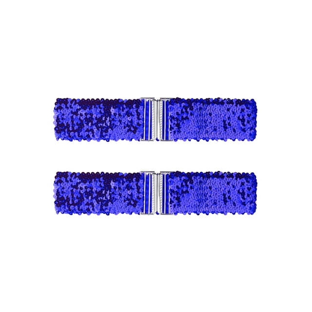 Cinturones anchos elásticos INSPIRE CHIC para damas con hebillas entrelazadas y decoraciones de lentejuelas brillantes para vestidos en azul real