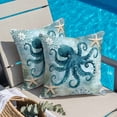 thumbnail image 5 of Turquoise Octopus Throw Pillow Cover Ocean Marine Life Nautical Sea Theme Cotton Linen Cushion Cover Throw Pillow Case with Invisible Zipper for Couch Sofa Bed Chair Car 16x16 Inch, 5 of 14