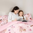 thumbnail image 4 of Castle Fairy Ballet Dance Girl Twin Comforter Sets 2pcs,Floral Butterfly Flamingo Bedding Set,Pink White,Grey Reversible,1 Comforter and 1 Pillowcase, 4 of 6