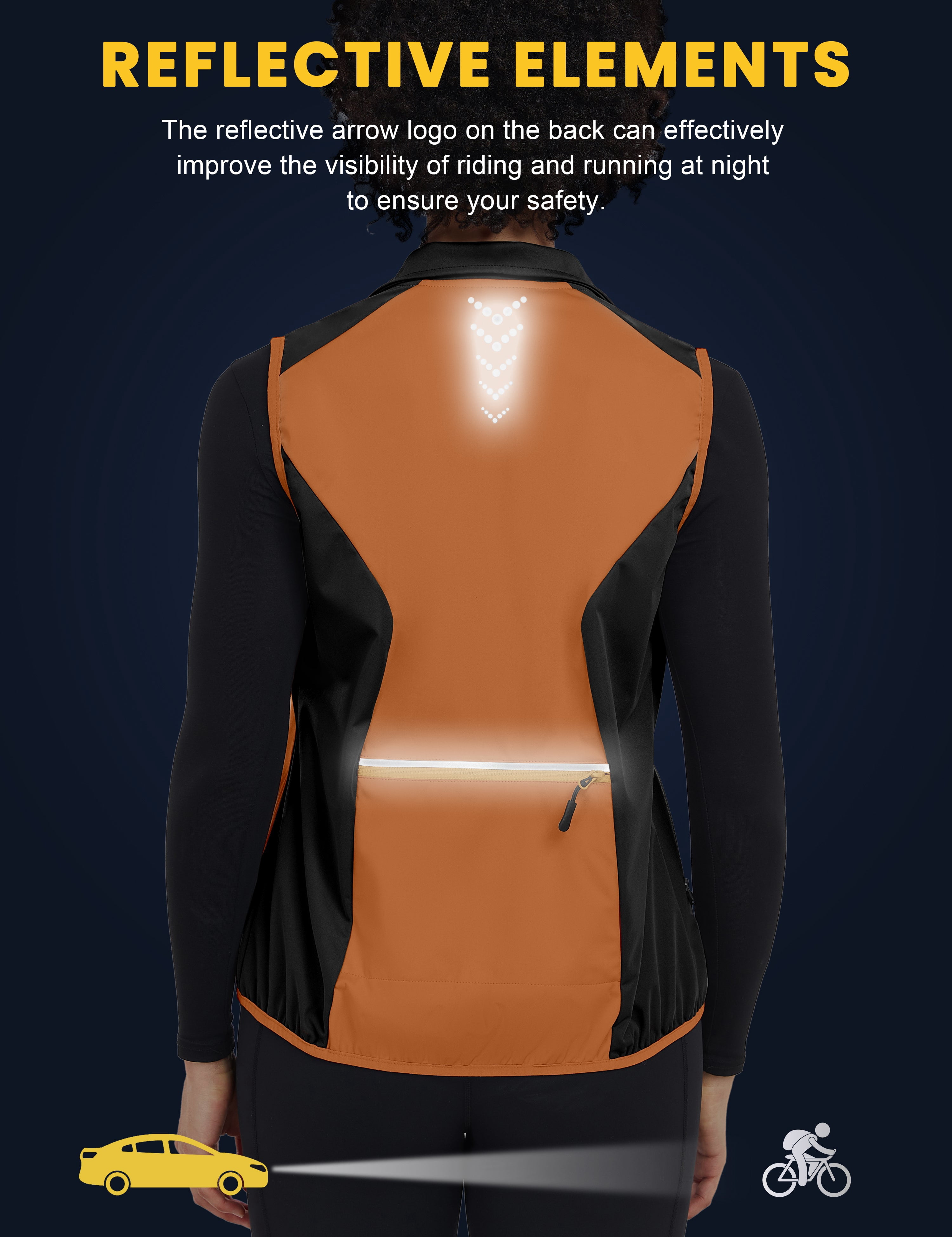 Little Donkey Andy Windproof Sleeveless Vest Jacket for Women, Water-Repellent Stretch Sports Vest for Cycling, Running (Orange L)