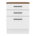 thumbnail image 5 of Madesa Hazel Kitchen Storage Base Cabinet with 3 Drawers 23 Inch Wide Engineered Wood Painted Finish Floor Mount Removable Plinth - White, 5 of 9