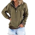 thumbnail image 2 of Pullover Hoodies for Women 2025 Long Sleeve Button Plain Hooded Sweatshirt with Pockets Pullover Tops, 2 of 5