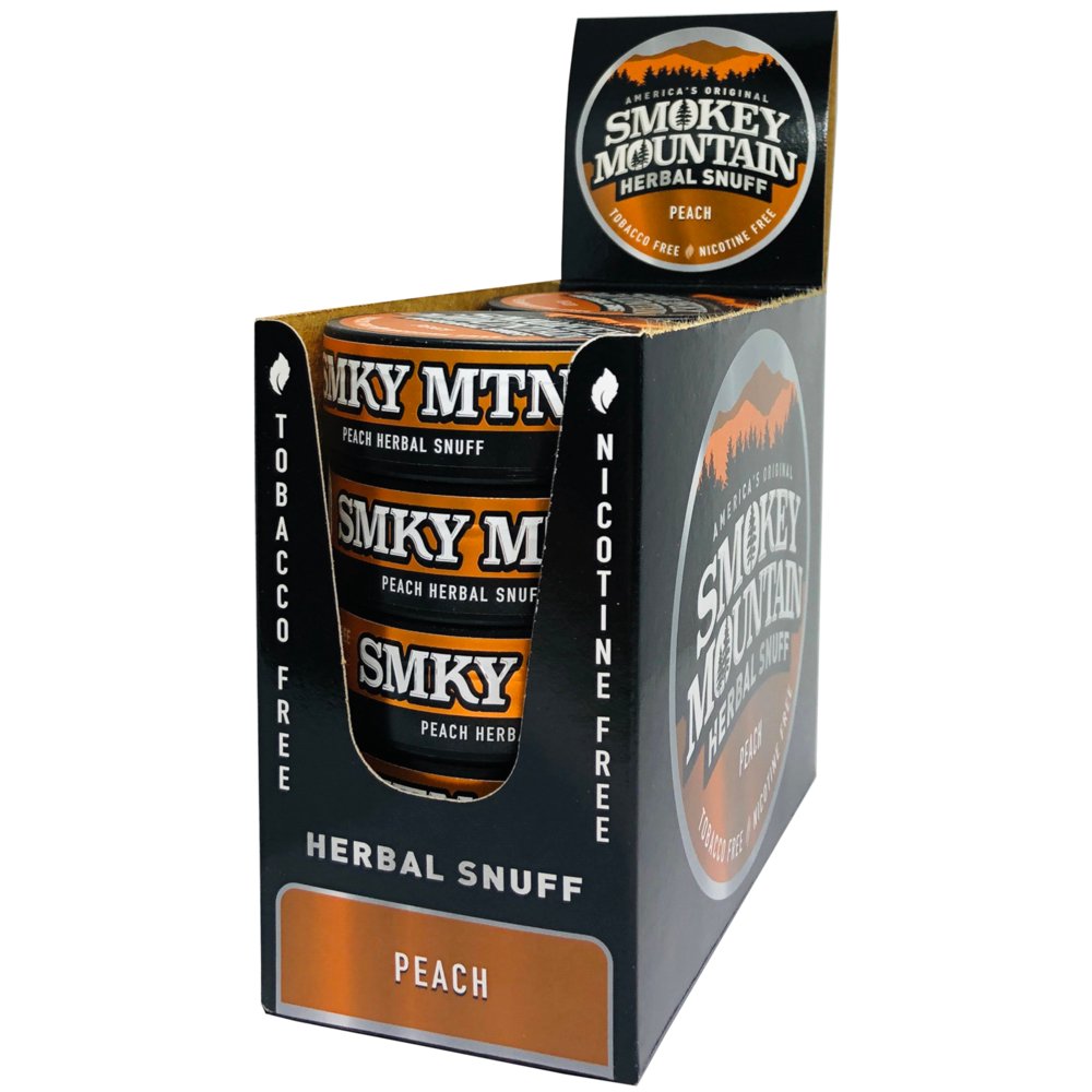 Smokey Mountain Herbal Snuff - Tobacco &amp; Nicotine Free - 10 Cans -Peach ...