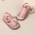 thumbnail image 5 of ITSAME Girls Sandals, Open Toe Comfy Anti-Slip Soft Rubber Flats Summer Fashion Casual Beach Sandals Pink 12.5(Little Kids), 5 of 9
