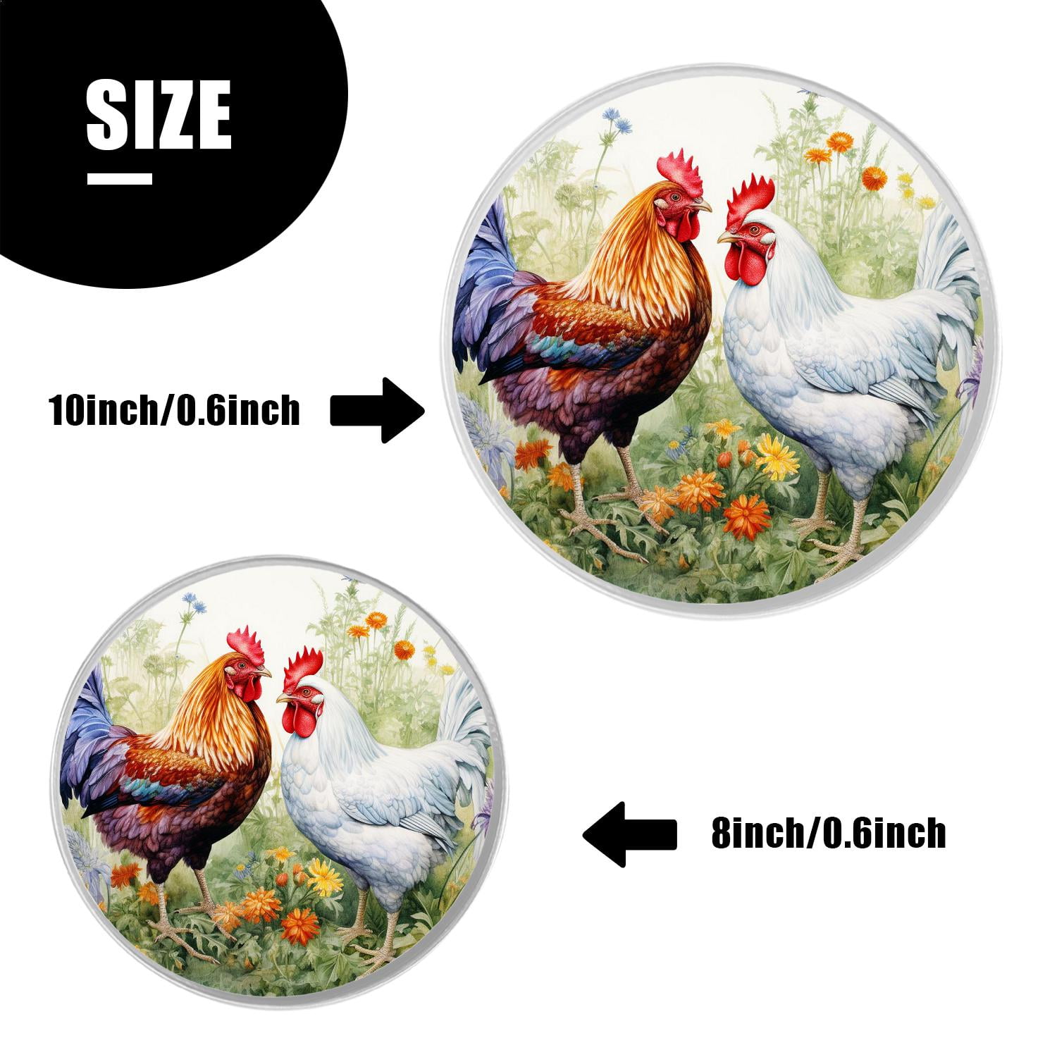 Decorative Stove Burner Covers 4 Pcs Metal Gas Stove Burner Cover 8Inch And 10Inch ,Chicken Rooster style