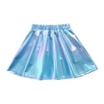 thumbnail image 3 of Alvivi Kids Girls Glossy Metallic Pleated Mini Skirt Latin Jazz Modern Ballet Dance A-Line Scooter Skirt Sky Blue 9-10, 3 of 7
