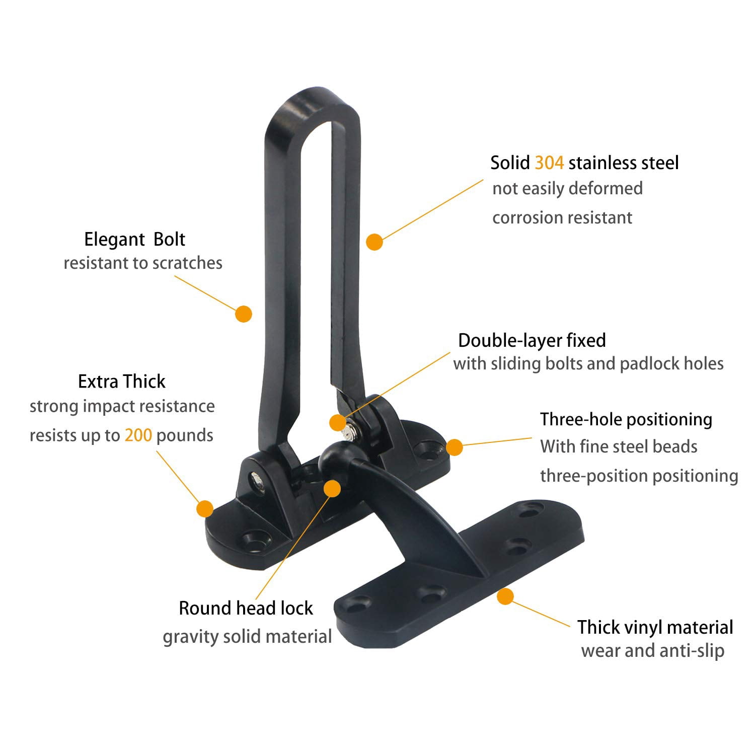 Swing Bar Door Lock Latch for Home Security, Door Latch Guard Clasp for Kids, Apartment Hotel Door Latches, Thicken Solid Zinc Alloy Hotel Reinforcement Door Latch for Swing-in Doors