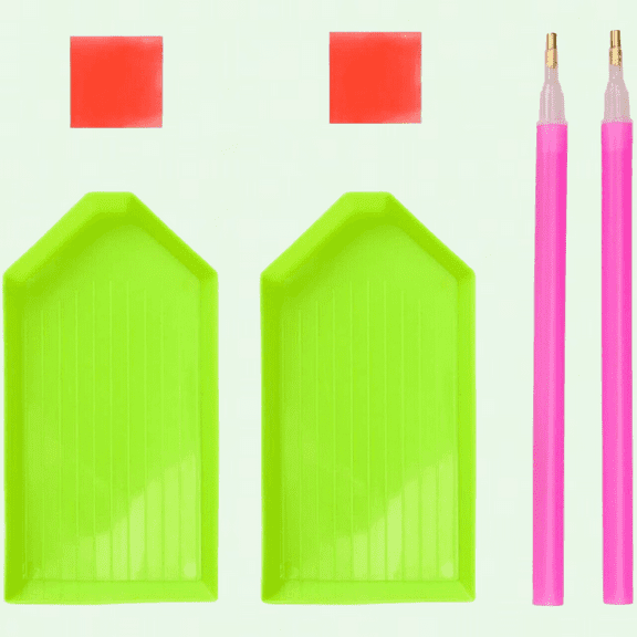 Diamond Painting Accessories Kit - 6 Pieces | 2 Diamond Stitch Pens, 2 Glues, 2 Plastic Trays