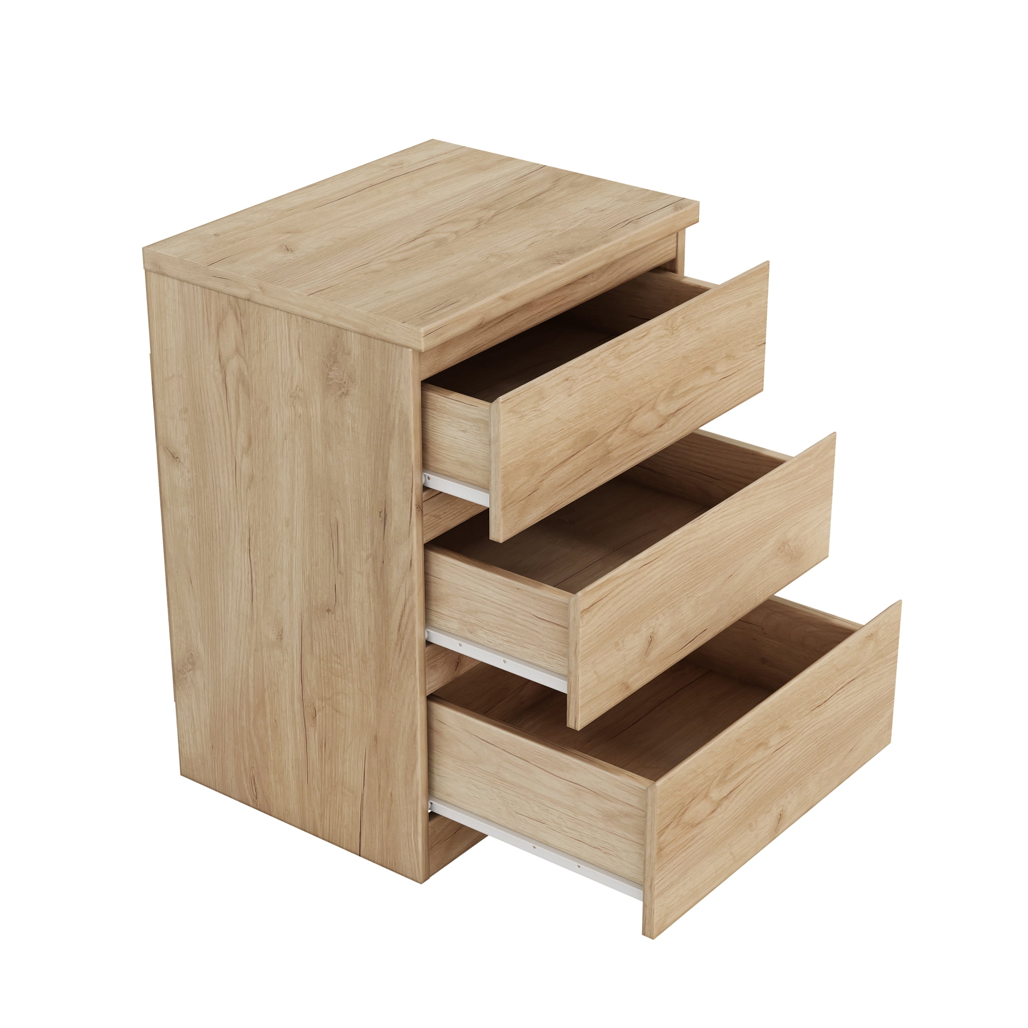 Modern Nightstand with 3 Drawers,Wooden End Table with Hidden Handle,Small Side Table Storage Cabinet for Bedroom,Living Room,Natural