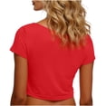 thumbnail image 6 of Crunowin Women’s Casual Crop Top, Soft Breathable Round Neck Short-Sleeve Summer Lightweight Tee Red Free Size, 6 of 6