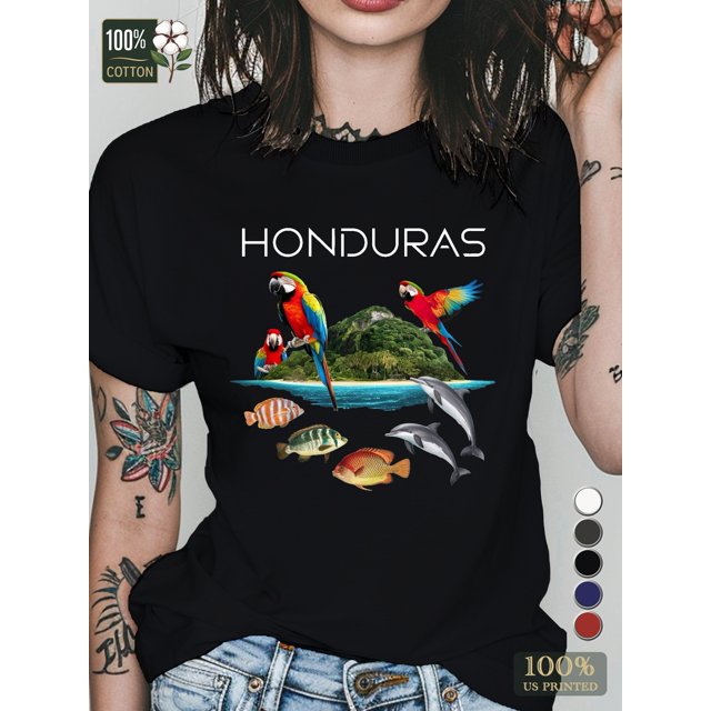 teediy HONDURAS vibrant island life pure cotton women's Tshirt comfort fit
