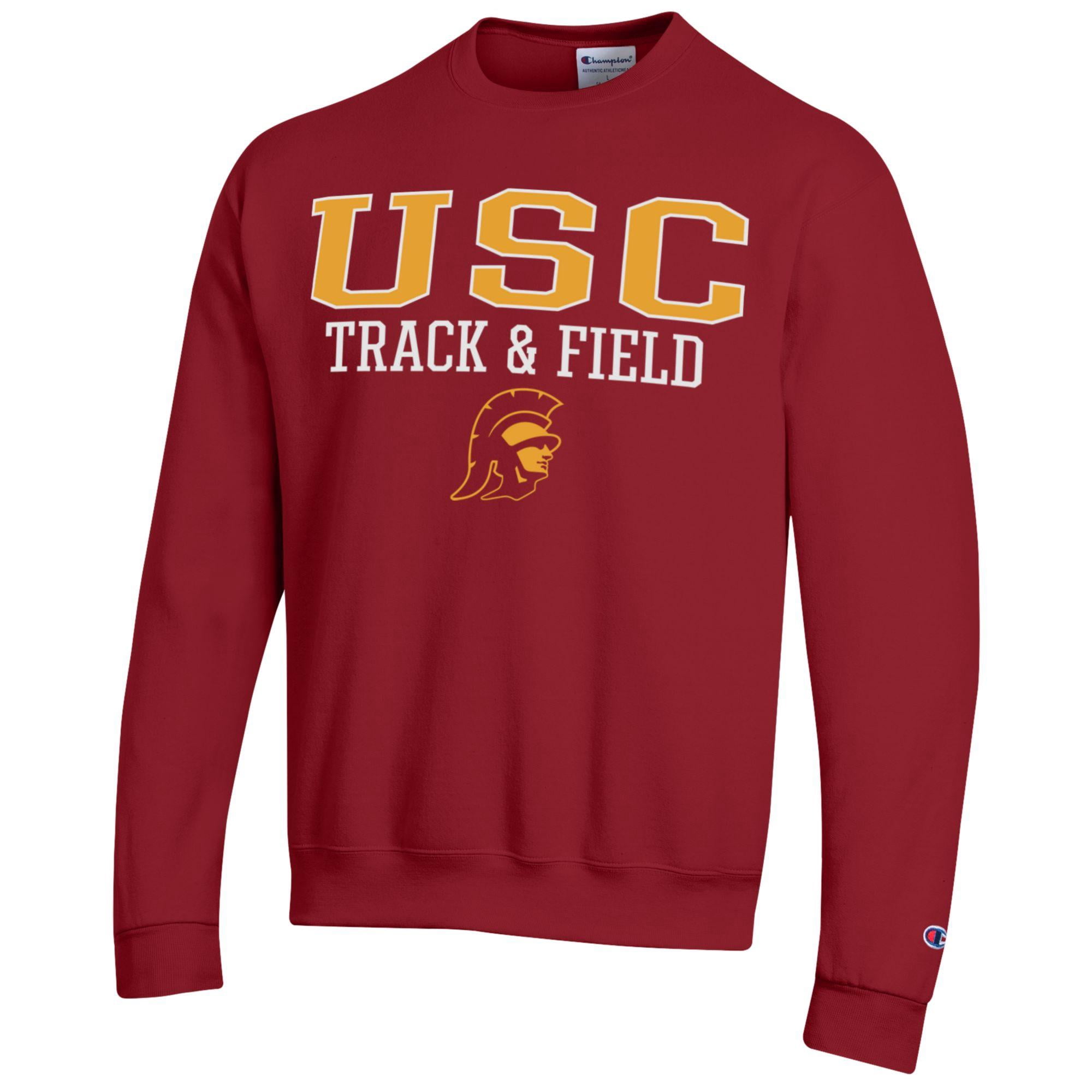 Men's Champion  Cardinal USC Trojans Track & Field Stack Powerblend Pullover Sweatshirt