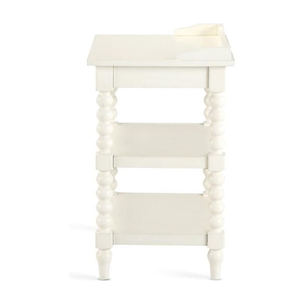Home Square Wood Turned Leg Storage Nightstand in Antique White - Set of 2