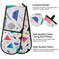 thumbnail image 2 of Yayeee Double Oven Mitt Kitchen Heat Resistant Baking 35" x7" Quilted Glove, Green Retro Triangles, 2 of 6