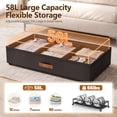thumbnail image 4 of Under Bed Storage with Wheels, 2 Pack Under Bed Storage Containers with Compartments, Underbed Shoe Storage Organizer Bins, Rolling Drawers for Clothes, Blankets, Toys (Black), 4 of 9