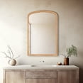 thumbnail image 2 of WallBeyond Rustic Farmhouse Wooden Arched Wall Mirror for Bathroom, Wall Decor, 20" × 30", Natural Wood, 2 of 8