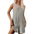 thumbnail image 2 of QATAINLAV Women's Dressy Short Jumpsuits Ribbed Knit Sleeveless Tank Tops Rompers Summer Casual Loose Wide Leg Overalls with Pockets Gray XL Hoy Oferta Flash, 2 of 8