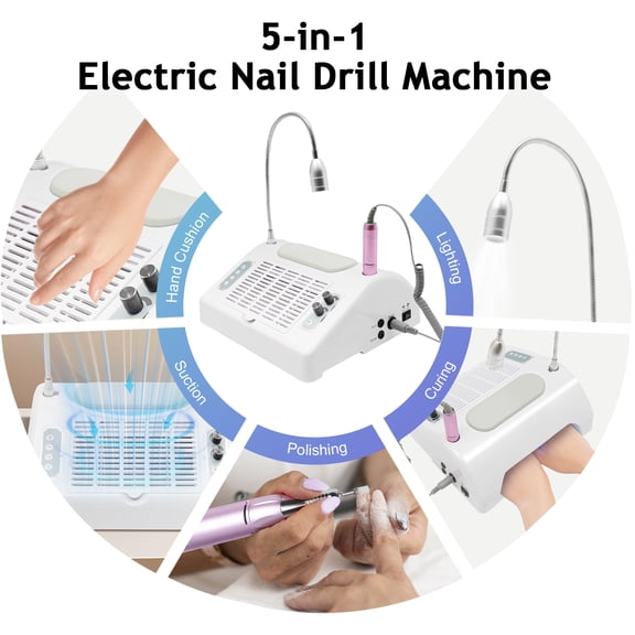 1PCS White 5 in 1 Electric Nail Drill Machine, BQ-50 Model