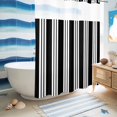 thumbnail image 6 of No Hook Shower Curtain, Striped Black White Shower Curtains for Bathroom with See Through Top Window, Farmhouse Line Stripes Classic Waterproof & Washable Bath Curtain Stall 48"x72", 6 of 9