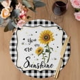 thumbnail image 3 of Sunflowers Round 15 Inch Placemats Set of 6, Yellow Floral Botanical Black White Plaid Farmhouse HeatResistant Non Slip Place Mats for Dining Table, Wipeable Kitchen Table Mats for Housewarming, 3 of 9