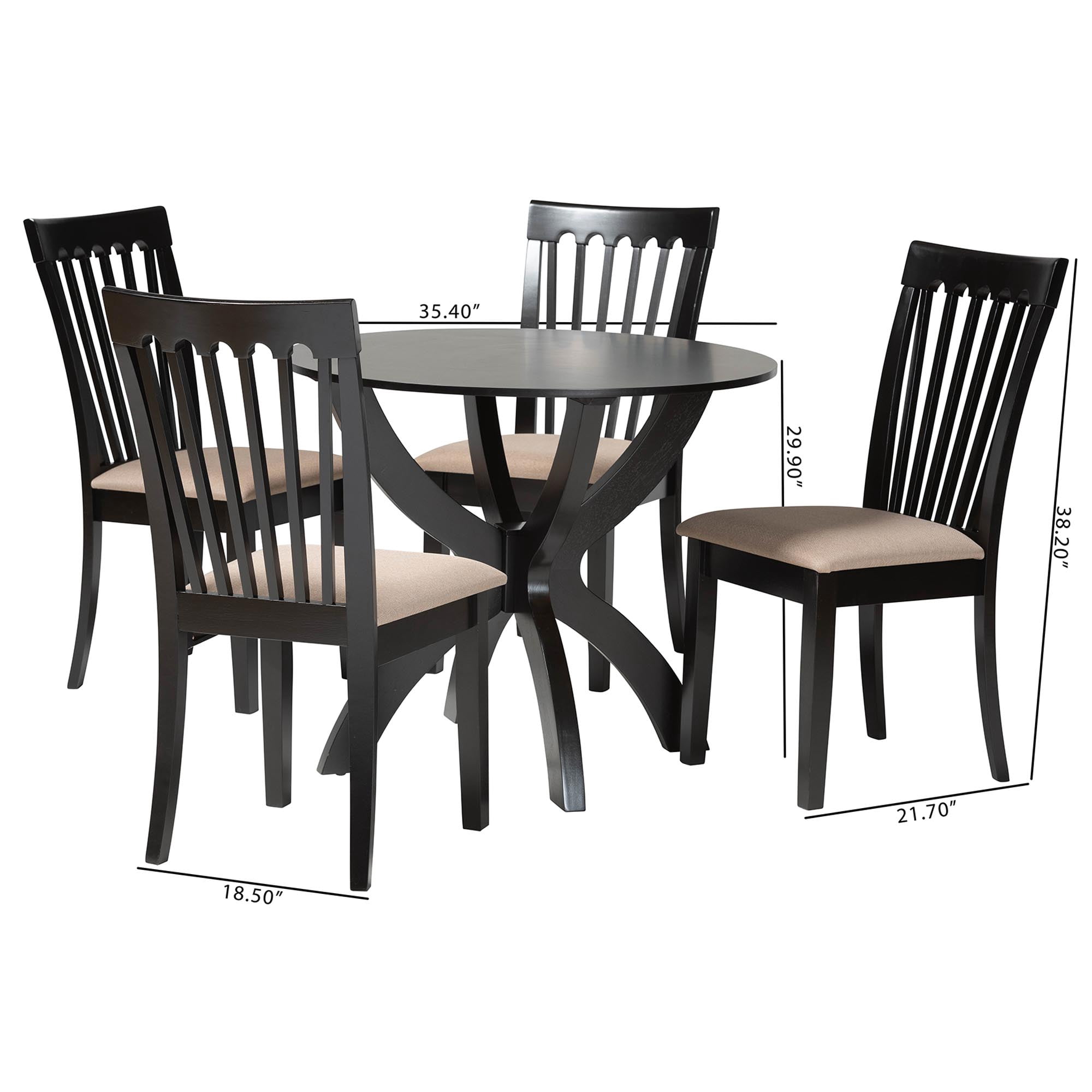 Baxton Studio Bailey Modern Dining Set, 5-Piece, Dark Brown