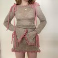 thumbnail image 1 of Vestido Vestido ajustado de mujer Estilo casual Mini vestido de ganchillo Ver a través de traje de vacaciones Ygjytge Caqui T M para Mujer, 1 of 8