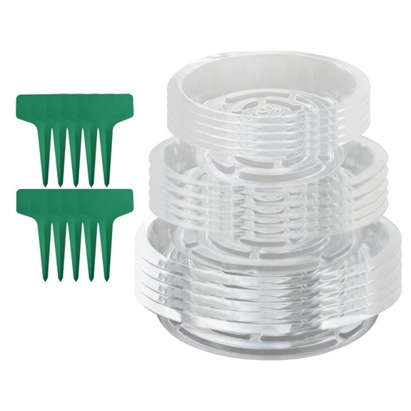 15 Pack Clear Plant Pots Saucer Drip Trays for Indoors Outdoors, 6 in, 8 in, 10 in Plastic Flower Plant Pot Saucer