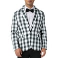thumbnail image 5 of INSPIRE CHIC Men's Suit Gingham Plaid Single Breasted Regular Fit Notched Lapel Blazer M Black White, 5 of 5
