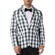 thumbnail image 5 of Inspire Chic Traje de Día del Padre para Hombre, Blazer de Cuadros Gingham de Un Solo Botón, Corte Regular, Solapa Notch, L Negro Blanco, 5 of 5