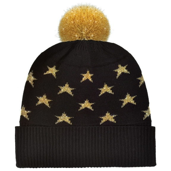 Star Beanie, Black and Gold for new year