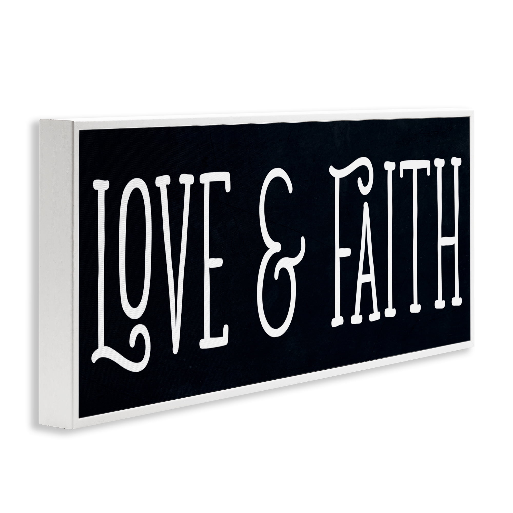 Stupell Industries Love & Faith on Black White Framed Giclee Art, design by SD Graphics Studio