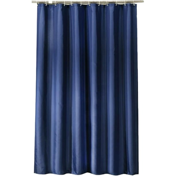 Cortina de Ducha Impermeable, Poliéster, Azul Oscuro, con 12 Ganchos, para Baño de Hotel en Casa