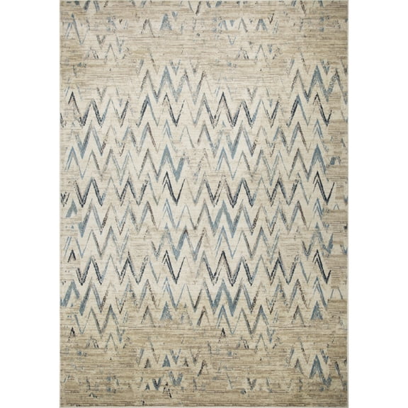 Heritage 9364 Ivory/Blue Chevron Area Rug, Size - 7'7" x10'10"