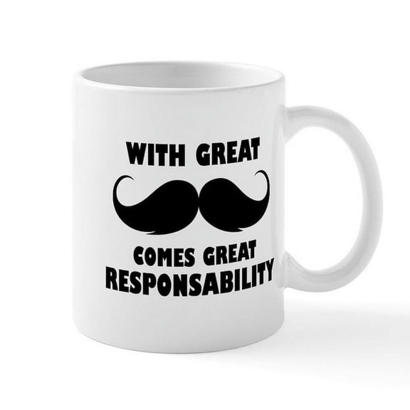 CafePress - Great Moustache, Great Responsability - 11 oz Ceramic Mug - Novelty Coffee Tea Cup