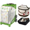 Zuca Sport Sweet Pastels Bag & Green Frame, Gift Lunchbox + Pouch (Ltd. Ed.)