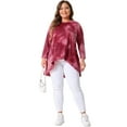 thumbnail image 3 of Unique Bargains Women' Plus Tie Dye High Low Tunic Tops Tee Shirts 3X Burgundy, 3 of 6