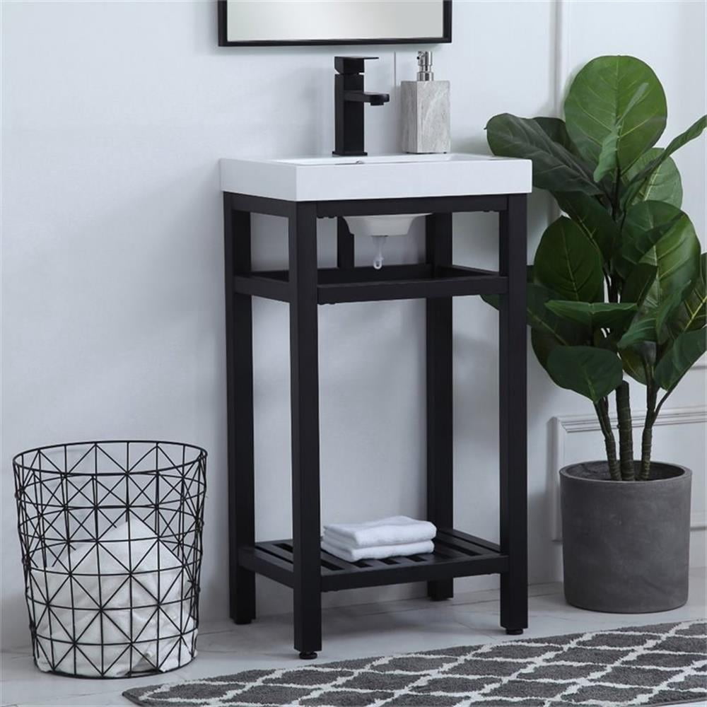 Elegant Lighting VF14018BK Raya 18" Specialty Cast Iron Console Bathroom Sink - Black