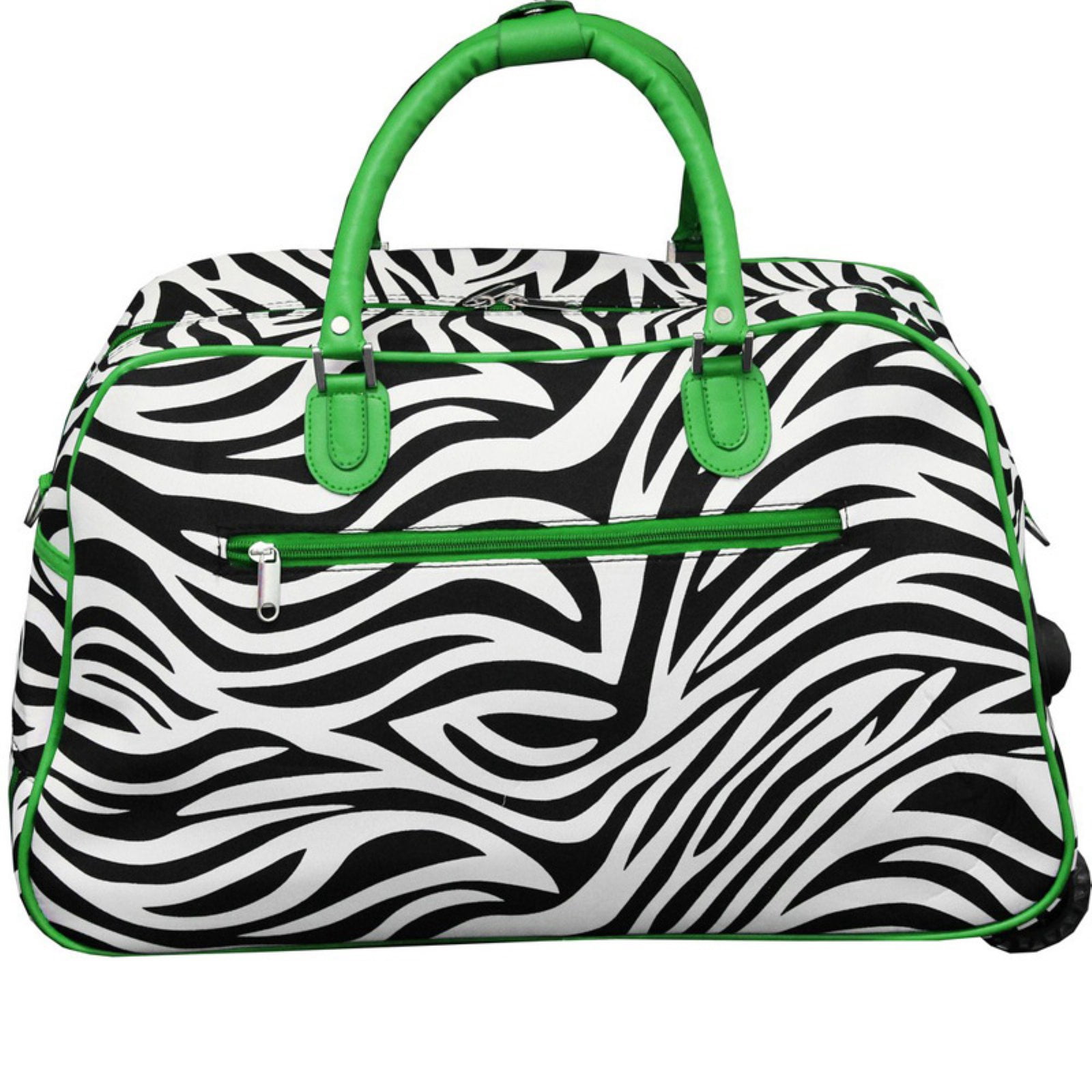 World Traveler 21-Inch Carry-On Rolling Duffel Bag - Blue Trim Zebra