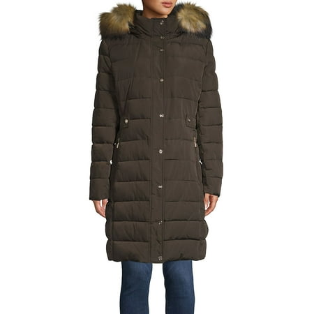 Marc New York Quilted Jacket - Faux Fur Trim Quilted Walker Coat