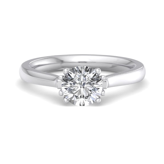 Ember Jewel 1.8 Ct Round Cut Moissanite Ring - 14K White Gold Plated Ring - Simple Solitaire Daily Wear Ring for Women - Classic Engagement Ring for Her - Gift for Any Occasion