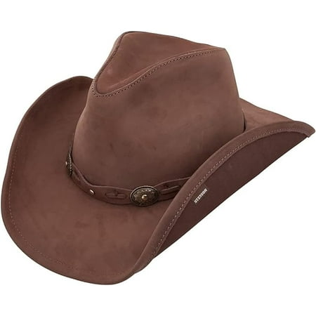 Stetson Roxbury Mocha Distressed Shapeable Leather Cowboy Western Hat - X-Large
