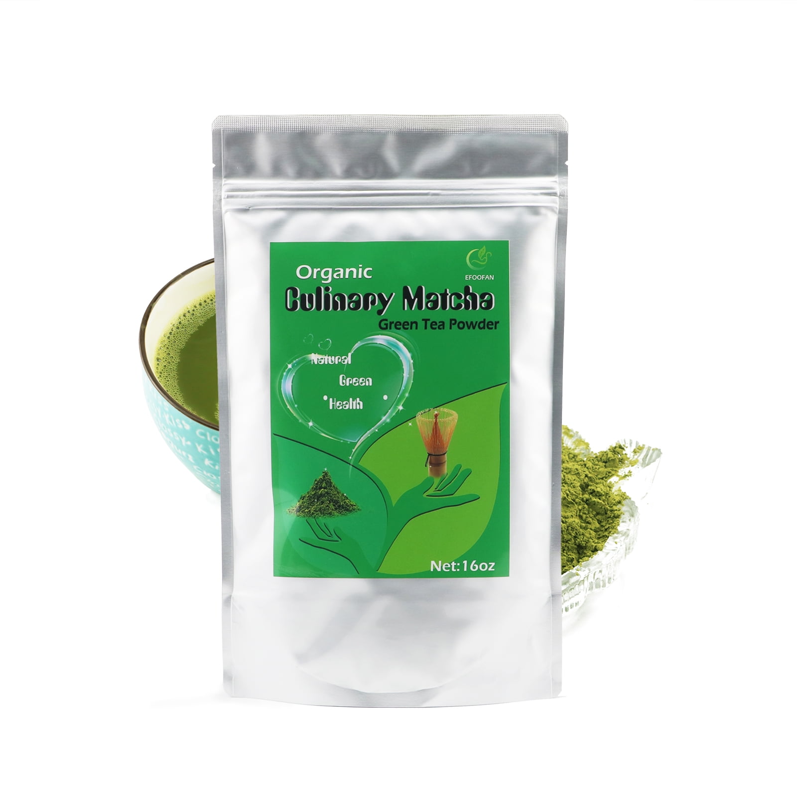 Organic Culinary Grade Matcha Green Tea Powder, 454g/16oz, Fit for Cooking, Pastry, Blend by EFOOFAN