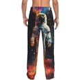 thumbnail image 3 of Uemuo Astronaut Cosmic Rainbow Pattern Men's Wide Leg Palazzo Lounge Pants with Pockets Light Weight Loose Comfy Casual Pajama Pants-Large, 3 of 9